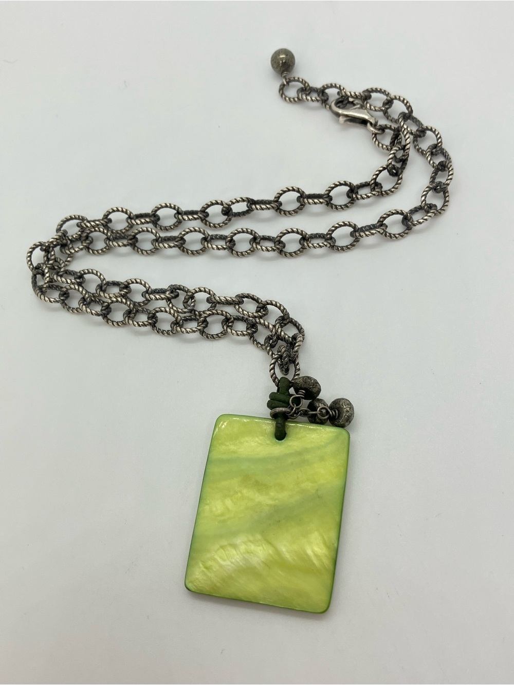 Silpada Green MOP Pyrite Twisted Link Sterling Silver Necklace Retired N1133